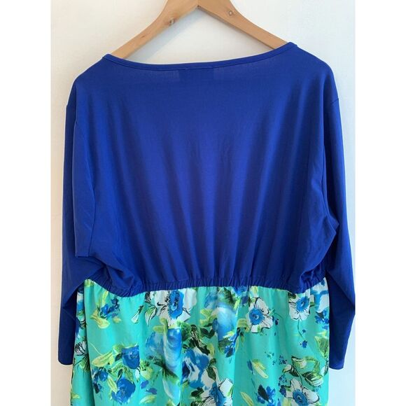 IGIGI by Yuliza Raquel Maxi Dress Floral Blue Green V Neck 30/32 Long Fringe - Picture 7 of 13